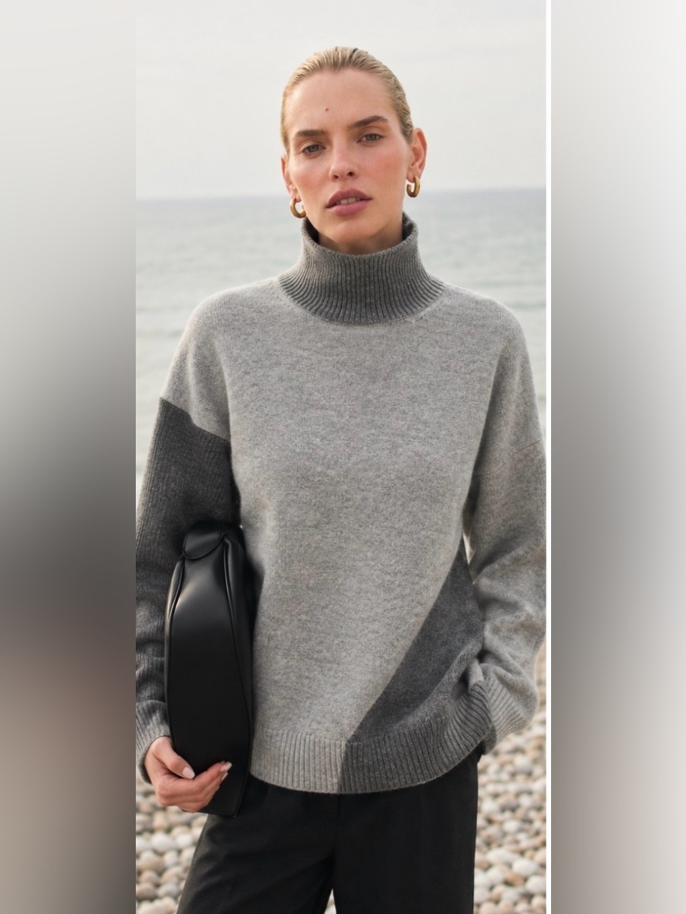 SOPHIA MILANO 100% 2-ply Cashmere unique Sweater Colorblock
Grey woman’s S